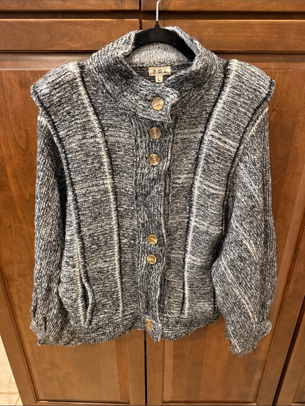 POL Marled Gray Button-Front Women's Cardigan - NWOT